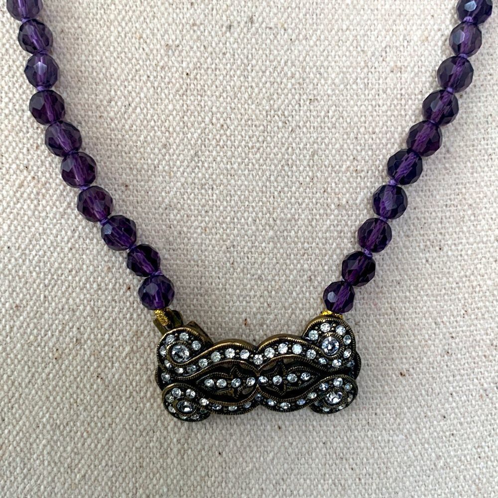 La Vintage Purple Bead Necklace with Swarovski Clasp – Simply Stated